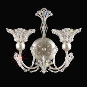 Rivendell 2-Light Wall Sconce in Antique Silver with Clear Crystals From Swarovski Crystals