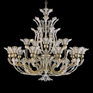 Schonbek Rivendell 16 Light Chandelier in Etruscan Gold with Clear Crystals From Swarovski Crystals