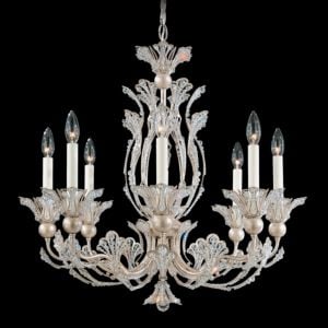 Rivendell 8-Light Chandelier in Antique Silver with Clear Crystals From Swarovski Crystals