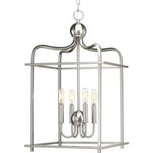 Assembly Hall 4-Light Foyer Pendant in Brushed Nickel