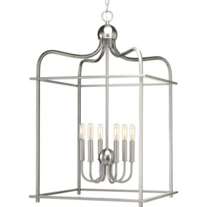 Assembly Hall 6-Light Foyer Pendant in Brushed Nickel