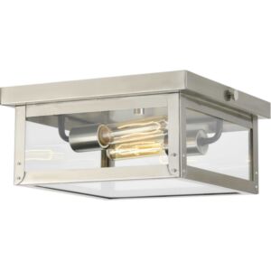 Union Square 2-Light Flush Mount in Stainless Steel