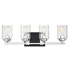 Savoy House Redmond 4 Light Bathroom Vanity Light in Matte Black with Polished Chrome Accents