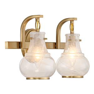 Adams 2-Light Bathroom Vanity Light in Warm Brass