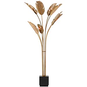 Tropical 9-Light Floor Lamp in Vintage Brass with Black