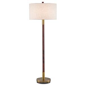 Bravo 1-Light Floor Lamp in Mahogany with Antique Brass