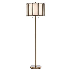 Daze 2-Light Floor Lamp in Antique Brass with White