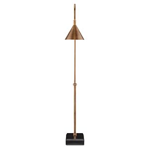 Vision 1-Light Floor Lamp in Vintage Brass with Black