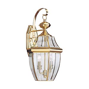 Sea Gull Lancaster 2 Light 21 Inch Outdoor Wall Light in Polished Brass