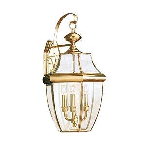 Sea Gull Lancaster 3 Light 23 Inch Outdoor Wall Light in Polished Brass