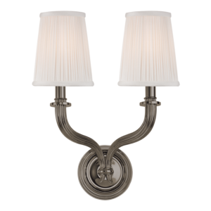 Hudson Valley Danbury 2 Light 17 Inch Wall Sconce in Antique Nickel