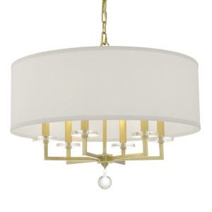  Paxton  Transitional Chandelier in Aged Brass with Clear Glass Balls Crystals