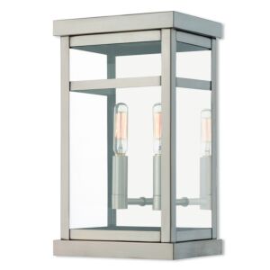 Hopewell 2-Light Outdoor Wall Lantern in Brushed Nickel w with Polished Chrome Stainless Steel