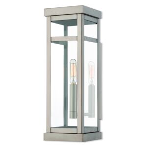 Hopewell 1-Light Outdoor Wall Lantern in Brushed Nickel w with Polished Chrome Stainless Steel