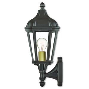 Morgan 1-Light Outdoor Wall Lantern in Bronze w with Antique Gold Cluster