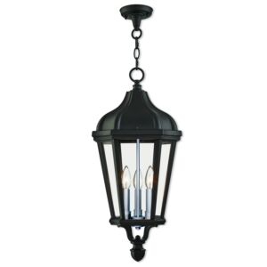 Morgan 3-Light Outdoor Pendant in Textured Black w with Antique Silver Cluster