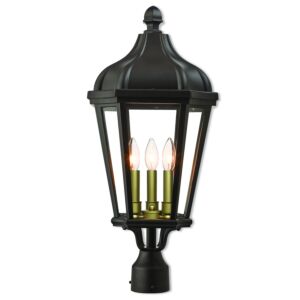 Morgan 3-Light Post-Top Lanterm in Bronze w with Antique Gold Cluster