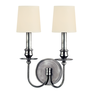 Hudson Valley Cohasset 2 Light 14 Inch Wall Sconce in Polished Nickel