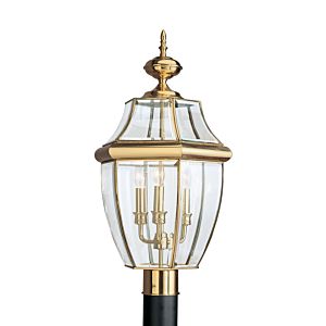 Sea Gull Lancaster 3 Light 24 Inch Outdoor Post Light in Polished Brass