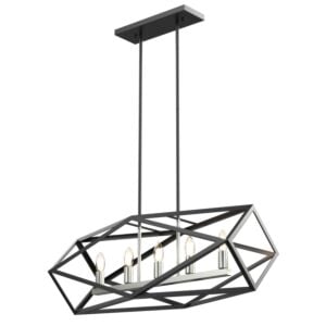 Polygon 5-Light Linear Pendant in Satin Nickel and Graphite