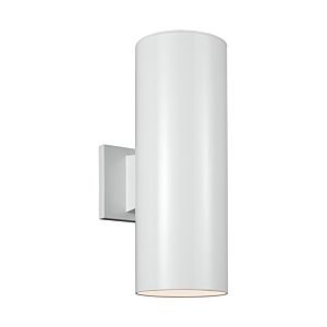 Sea Gull Cylinders 2 Light 14 Inch Outdoor Wall Light in White
