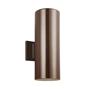 Visual Comfort Studio Cylinders 2-Light 14 Outdoor Wall Light in Bronze