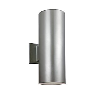Outdoor Cylinders 2-Light Outdoor Wall Lantern in Painted Brushed Nickel