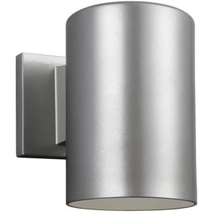 Visual Comfort Studio Cylinders 7" Outdoor Wall Light in Painted Brushed Nickel