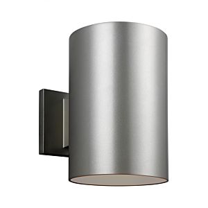 Visual Comfort Studio Cylinders 9 Outdoor Wall Light in Painted Brushed Nickel