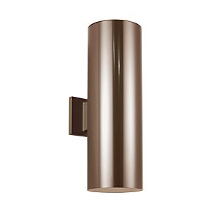 Visual Comfort Studio Cylinders 2-Light 18" Outdoor Wall Light in Bronze