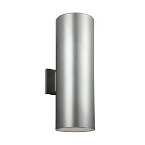 Visual Comfort Studio Cylinders 2-Light 18" Outdoor Wall Light in Painted Brushed Nickel