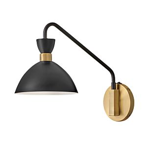 Simon Wall Sconce in Black with Heritage Brass accents