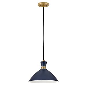 Simon Pendant Light in Matte Navy with Heritage Brass accents