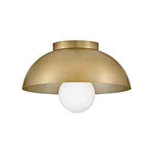 Stu 1-Light LED Flush Mount Ceiling Light in Lacquered Brass