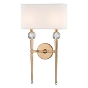 Hudson Valley Rockland 2 Light 22 Inch Wall Sconce in Aged Brass
