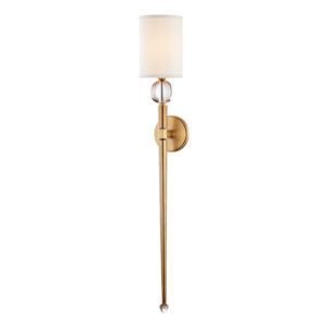 Hudson Valley Rockland 37 Inch Wall Sconce in Aged Brass