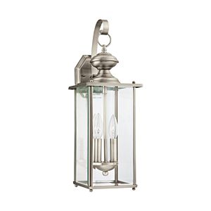 Sea Gull Jamestowne 2 Light 20 Inch Outdoor Wall Light in Antique Brushed Nickel