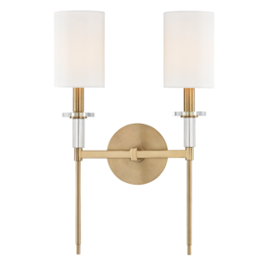 Hudson Valley Amherst 2 Light Wall Sconce in Aged Brass