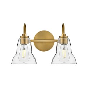 Vera 2-Light LED Bathroom Vanity Light in Lacquered Brass