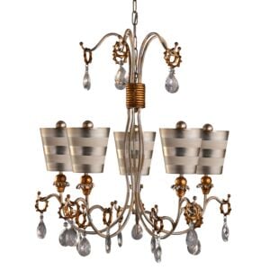 Tivoli 5-Light Chandelier in Cream Patina w with Silver and Gold