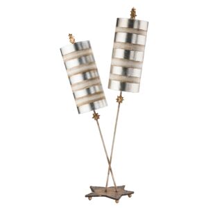 Nettle Luxe 2-Light Table Lamp in Silver Stripes