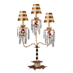 Birdland 1-Light Table Lamp in Black, Cream and Gold Stripes