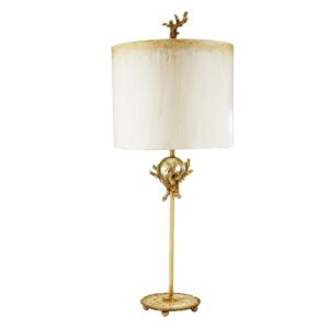 Trellis 1-Light Table Lamp in Putty and w with silver leaf orb