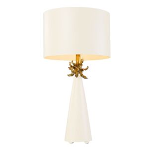 Flambeau 1-Light Table Lamp in French white cone w with gold leafed anemone and lamp holder