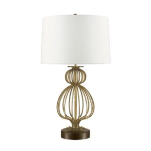 Lafitte 1-Light Table Lamp in Glazed Gilt Steel Body, Steel Aged Gold
