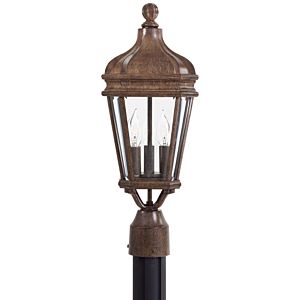 The Great Outdoors Harrison 3 Light 20 Inch Outdoor Post Light in Vintage Rust