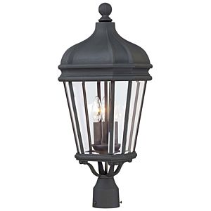 The Great Outdoors Harrison 3 Light 26 Inch Outdoor Post Light in Black