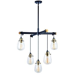 Kassidy 5-Light Chandelier in Black and Natural Brass