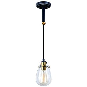Kassidy 1-Light Mini Pendant in Black and Natural Brass