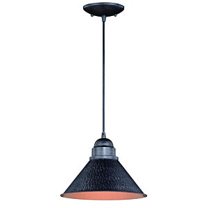 Outland 1-Light Outdoor Pendant in Aged Iron and Light Gold